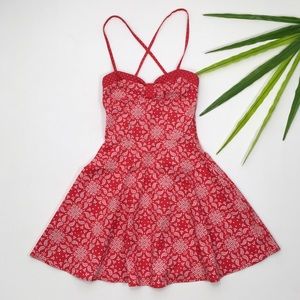 Marvel | Red White Paisley Skater Sleeveless Dress
